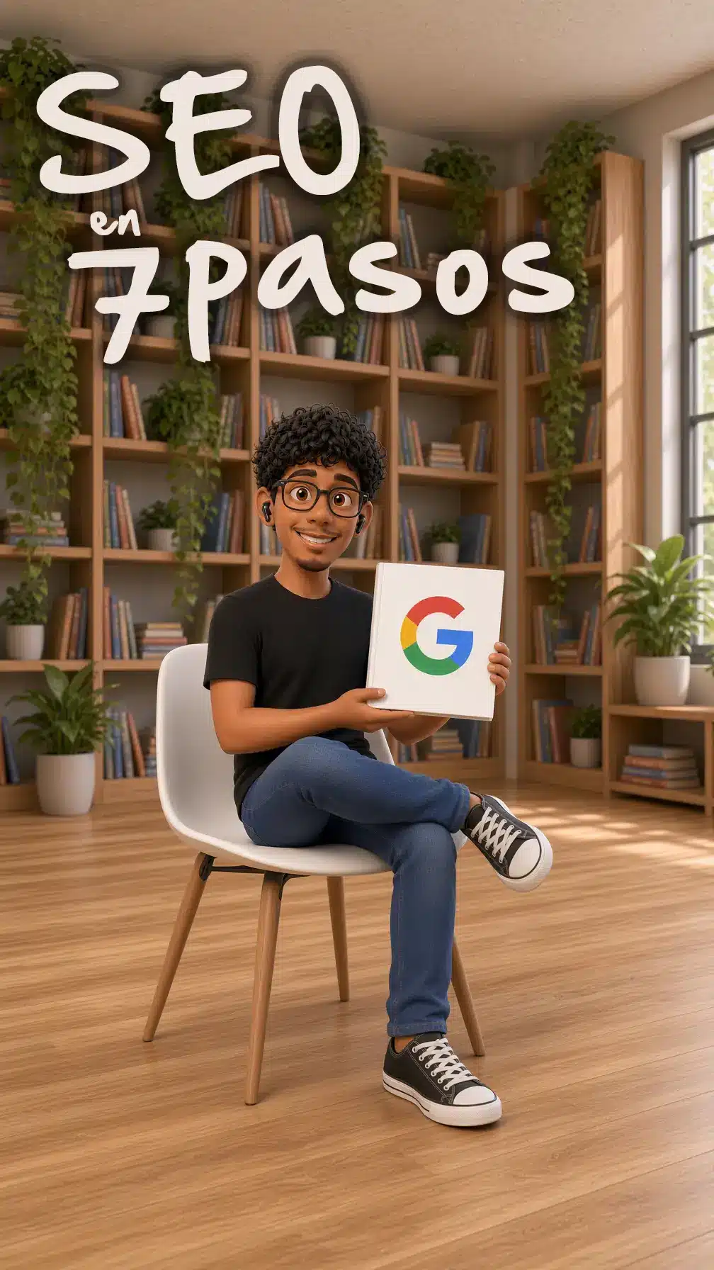 Lista de 7 pasos para hacer SEO en tu propio sitio web: revisar si Google te encuentra, elegir frases, títulos claros, contenido útil, enlaces, celular y velocidad, y medir resultados