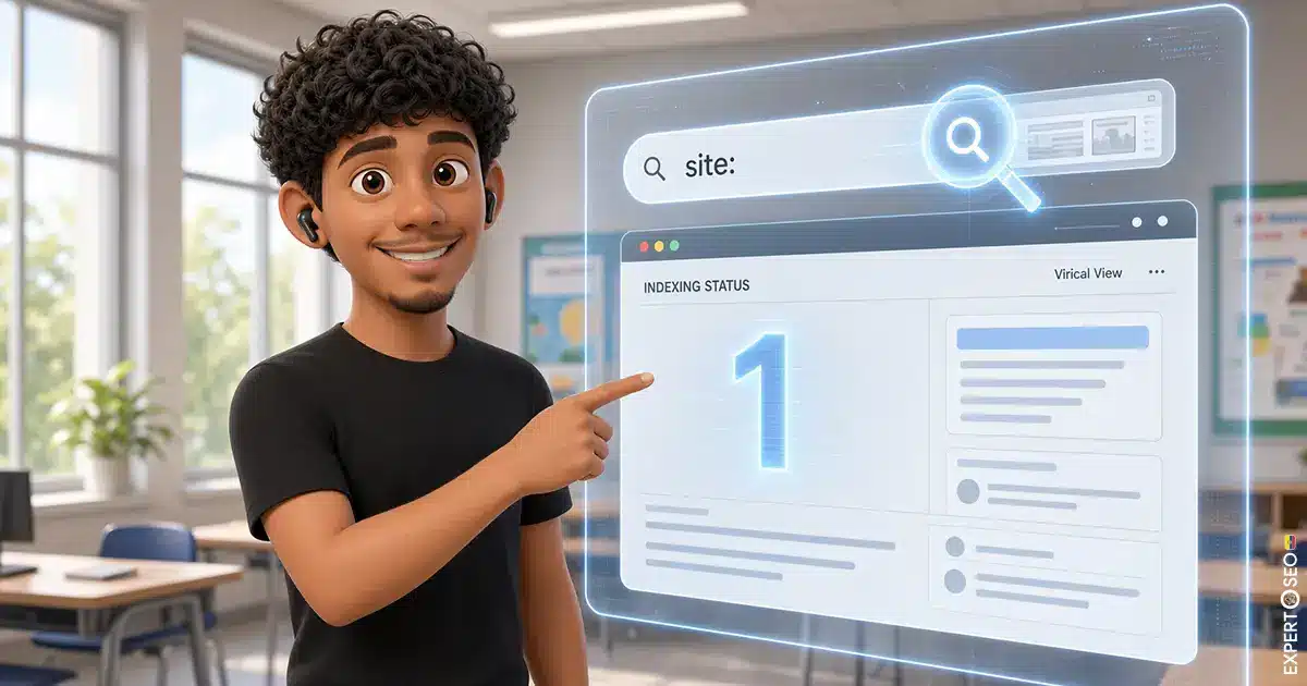 Francisco Barros señalando una pantalla con la búsqueda «site:» para comprobar si Google ya encuentra tu sitio web