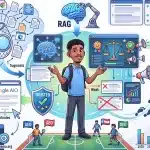Esquema de cómo funciona RAG: la inteligencia artificial busca fuentes, elige las confiables y redacta la respuesta citándolas
