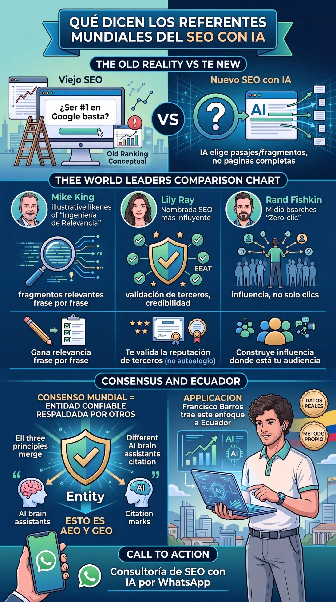 Mike King, Lily Ray y Rand Fishkin, expertos mundiales en SEO e inteligencia artificial