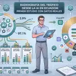 Radiografía del tráfico que la inteligencia artificial envía a seis sitios web ecuatorianos según Google Analytics